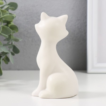 Souvenir Ceramics "White Cat with Golden Nose" Matte 6x5x13 cm-2