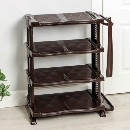 Shelf for shoes with a spoon, 4 tiers, 50 × 32.5 × 72 cm, brown color-1