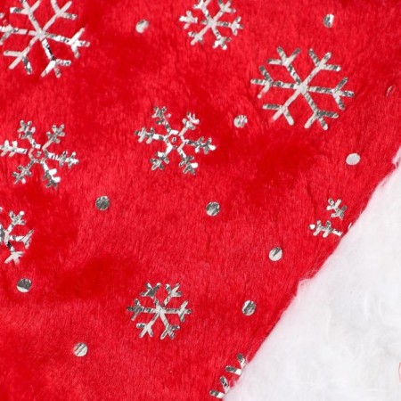 New Year's cap "Pile with silver snowflakes" 28x40 cm, red-3