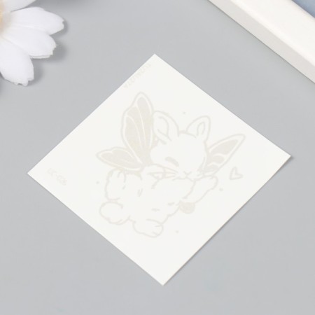 Tattoo on the body Blue waterproof "Bunny with butterfly wings" 6x6 cm-1