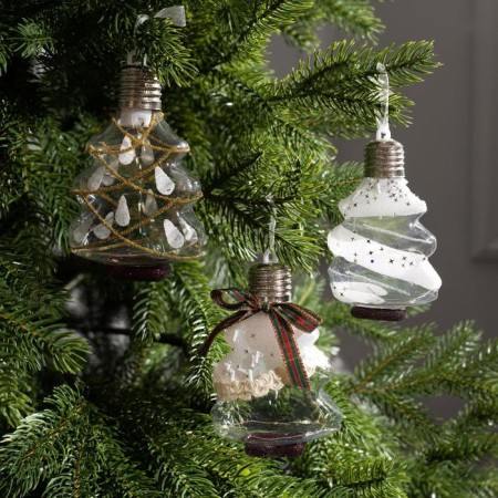 A set of Christmas tree balls “White Christmas trees” 3 pcs., Battery, 5 LED, glow white glow-1