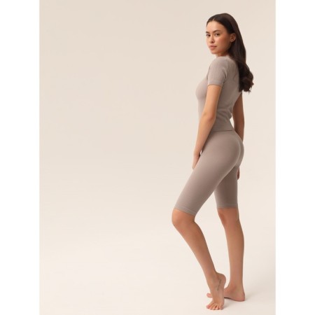 Women's T-shirt with texture Rubchik Mirey Maglia, size 42-44, linseed color-4