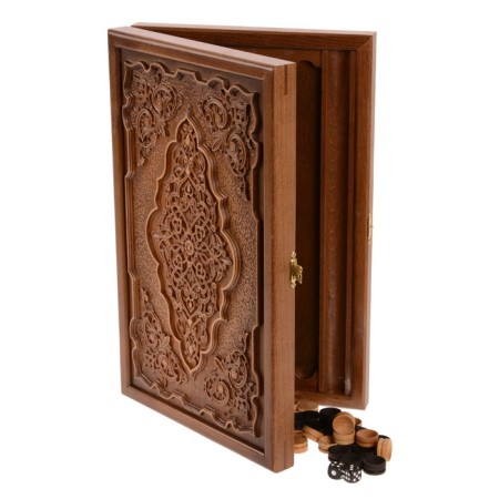 Carved backgammon "Samarkand", from an array of Buk, Patina, 35 x 44 cm-1