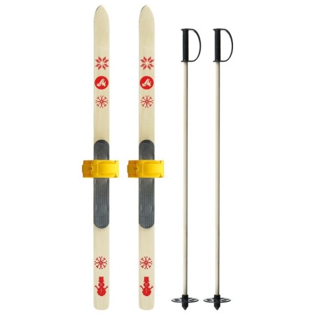 Ski -adolescent kit: skiing 90 cm, sticks 80 cm, Mix colors
