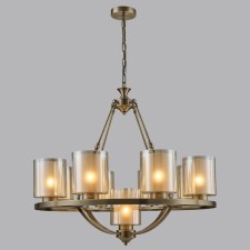 Люстра Lumion. Riverly, 9х60Вт, E27, 780-1130х760х760 мм, цвет античная латунь