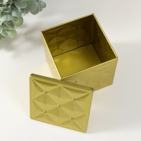 Casket Metal Square "Carde screed" City, gold 9x9x9 cm-3