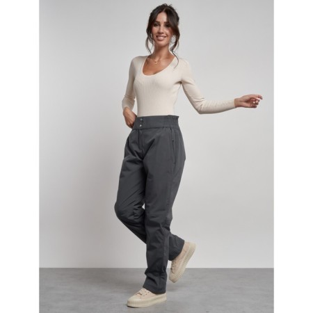 Warmed female trousers, size 42, gray color-3
