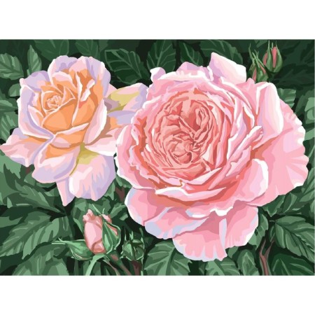 Diamond mosaic with full filling on the canvas "Roses on the Couple", 15 x 21 cm-1
