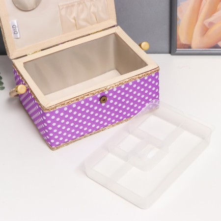 Casket for needlework "White peas on lilac" 13x17.5x24 cm-4