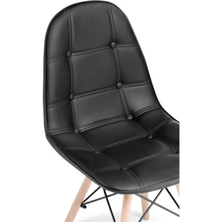 Wooden chair Kvadro array of beech/metal/eco -leather, natural/black 45x52x83 cm-5
