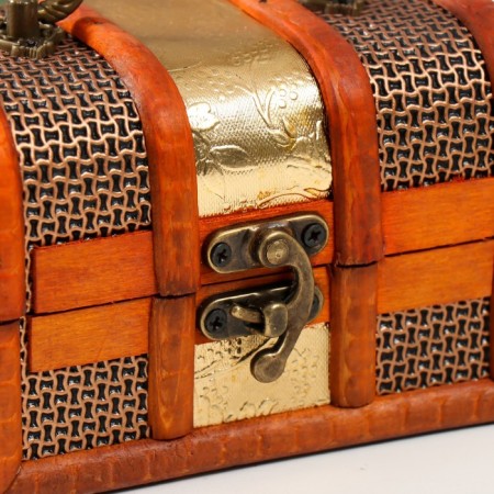 Casket wood chest "Golden network and plaster" 8.5x12x8.5 cm-1