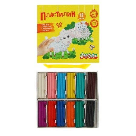 Plasticine 12 colors 180 g "Kalyak-Malyak", with a stack
