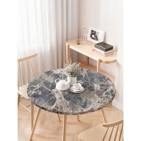 The tablecloth "Marble cracks", round, oxford, elastic band, size 120x120 cm, diameter 75-100 cm-2
