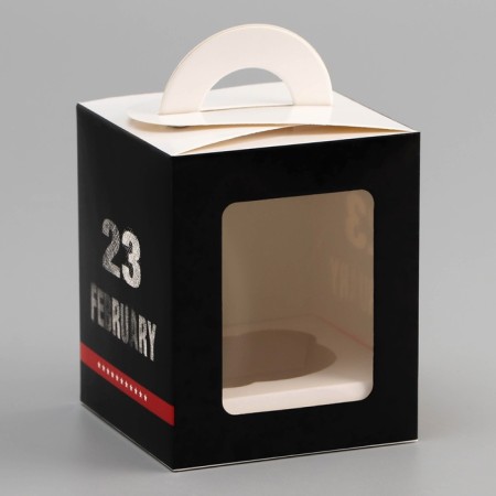 Box for 1 cupcake, "February 23", 9.2 x 9.2 x 11.1 cm, confectionery packaging-1