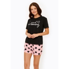 Female set: T -shirt, Monsi shorts, size XS, black color