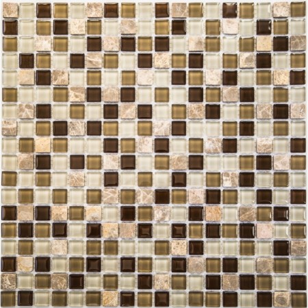 Glass mosaic with stone Bonaparte Scarlett, 300 x 300 mm
