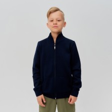 Cardigan for a boy with Minaku lightning is dark blue color, height 104