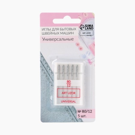 Needles for household sewing machines, universal, No. 80/12, 5 pcs-3
