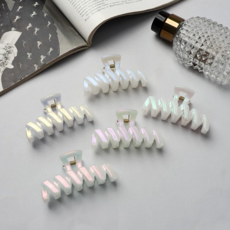 Hair crab "Pearl" zig-zag, 7 cm, white-1