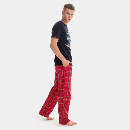 Pajama New Year's male kaftan "skull", black color, size 54-5