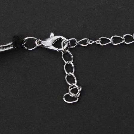 Choker “double” with a thread, butterfly, white-black in silver, l = 32 cm-1