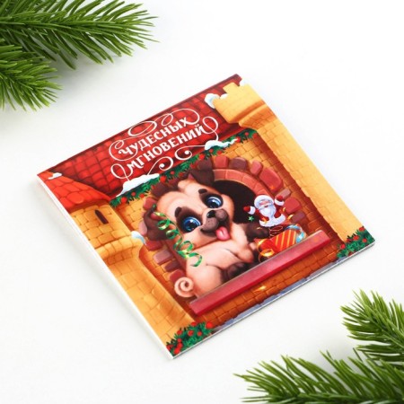 New Year. Notepad 10x10, 16 sheets of mix "Funny animals"-10