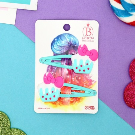 Invisibility for hair "Abel" (set 2 pcs) cake with a bow, 5 cm, green-2