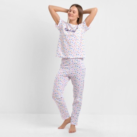 Female home set (T -shirt/pants), white color, size 54
