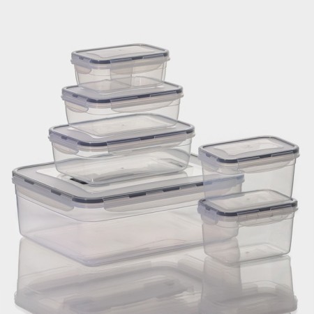 A set of containers rectangular, 6 pcs: 5.5 l, 1.4 l, 0.8 l, 0.7 l, 0.7 l, 0.4 liters