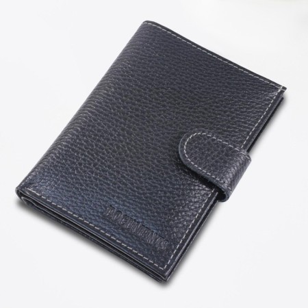 Cover for auto documents and button, department for passport, bills, cards, black color