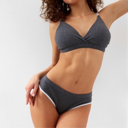 Female set (top, panties) dark gray color, size 46-48-4
