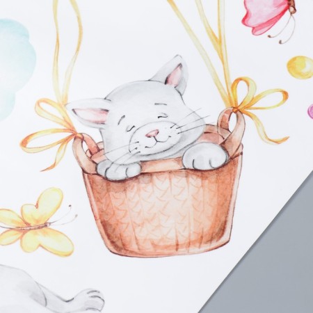 Stick plastic interior color "kittens with butterflies and balloon" 40x60 cm-2