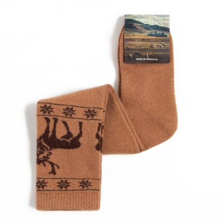 Women's golfs from Mongolian wool with a pattern, red color, size 23-25-3