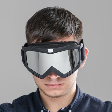 Glasses-mask for motorcycle driving, collapsible, chrome glass, black-4