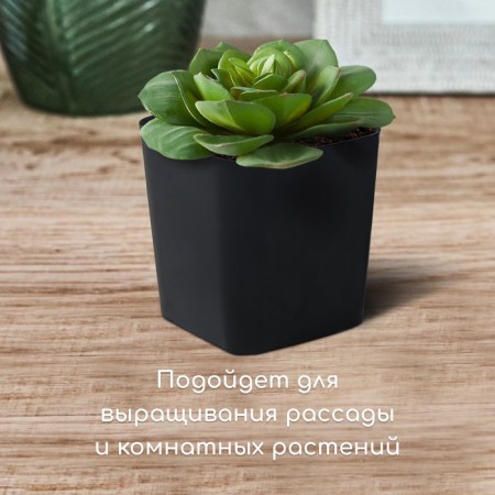 Pot for seedlings, 500 ml, d = 9 cm, h = 10 cm, black, Greengo-6