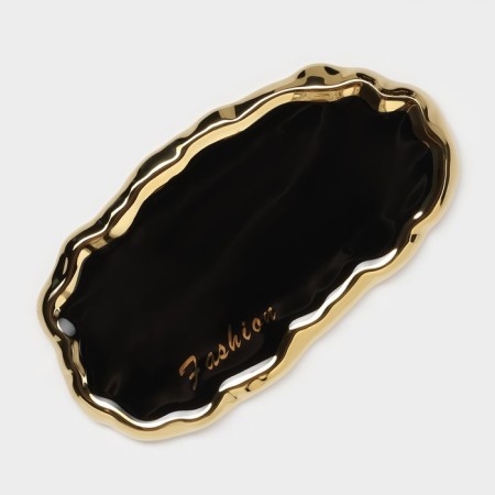 Tea couple ceramic "luxury", 3 items: mug 250 ml, saucer 23.5 × 13 cm, spoon, black color-4