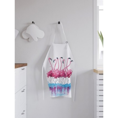 Apron of a kitchen apron with a “flamingos of a watercolor”, adjustable, size OS-1