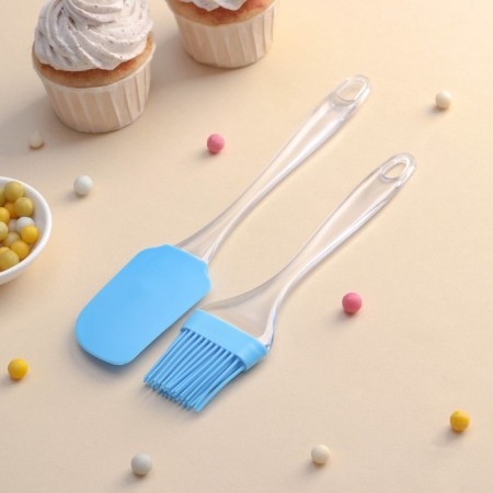 A set for baking shares "ice", 2 items: a shovel 24 cm, brush 21 cm, color mix