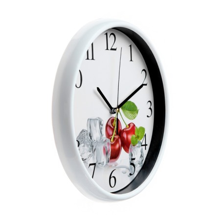 Wall clock, series: kitchen, "cherry", discrete move, d-24.5 cm-2