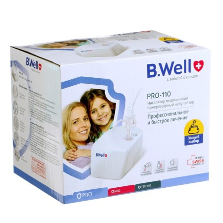 Inhaler (Nebulizer) B.Well Pro-110, compressor, 2-8 ml, 54 dB, white-1