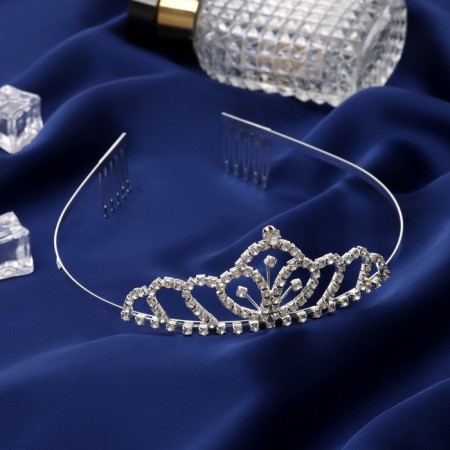 Hair diadem "Virginia" Patterns, 3 cm, silver