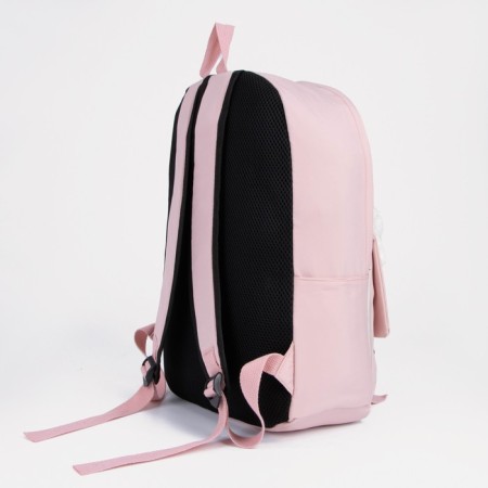 Youth backpack on lightning from textiles, 2 pockets, pink color-1