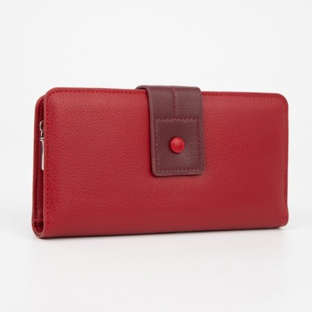 Women's wallet on the button, burgundy color
