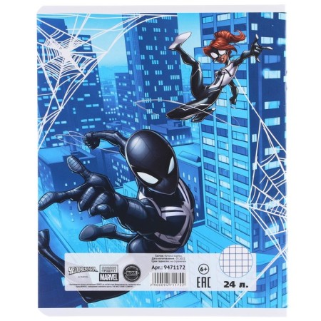 Notebook in a cage 24 sheets, 5 types of mix, embossing, cover coated cardboard, spider man-9
