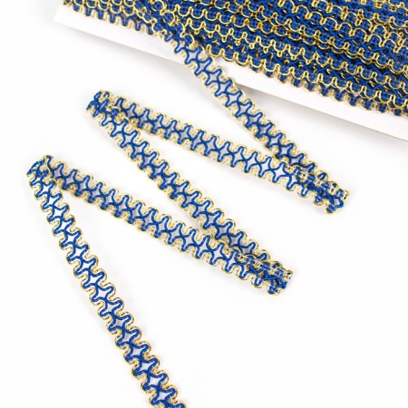 Blue braid with gold along the edge, 1.5 cm, winding 50 m-1