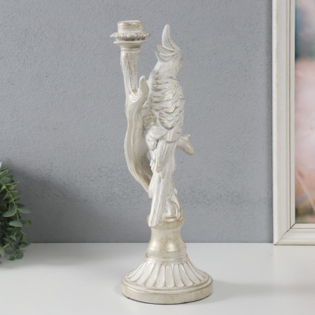 Polystone candlestick "White parrot on a branch" for metal 12.4x12.2x36 cm-1