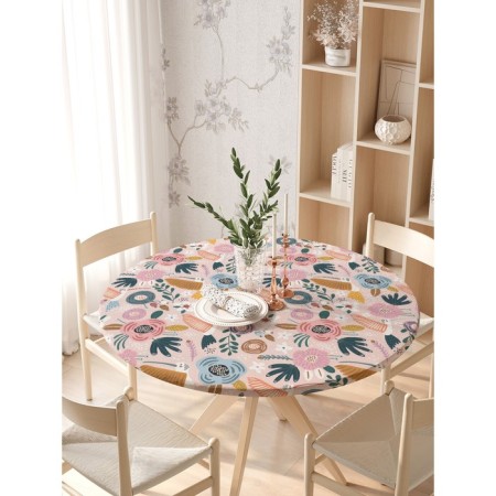 Tables “Tropical Sketches”, round, oxford, elastic band, size 140x140 cm, diameter 105-120 cm.-2