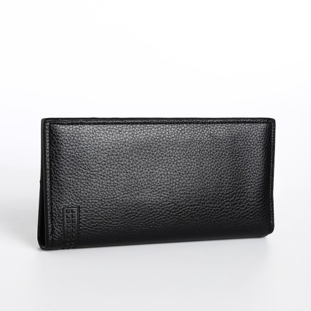 Male purse without fastener, department for bills, for maps, for coins, black color-1