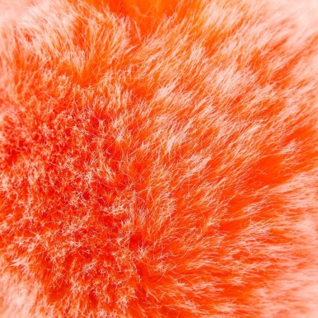 Pompon Artificial fur "Red with white tips" d = 9 cm-1
