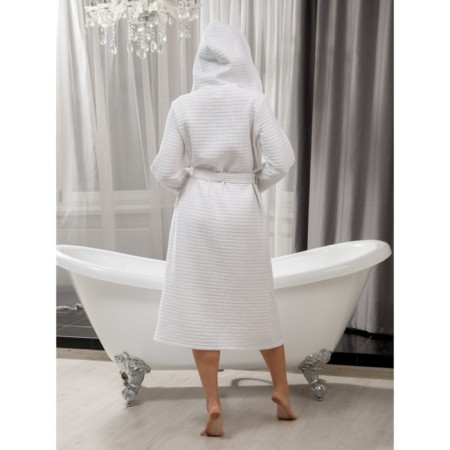 Women's waffle bathrobe Pandahug Ornella, size 44-46, white color-3